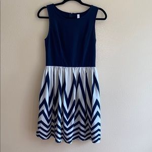 Xhilaration Navy Blue Chevron Dress